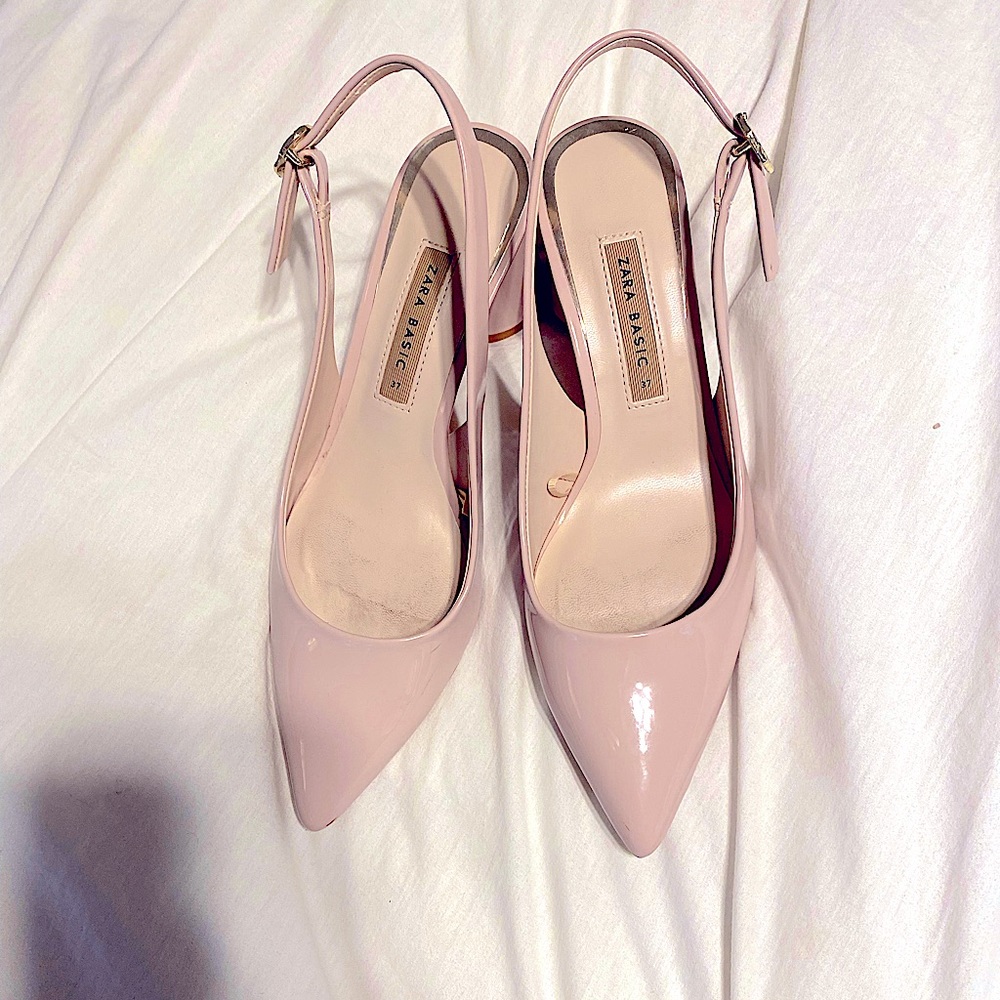 ZARA basic collection light pink pointed toe sling back heels size 37